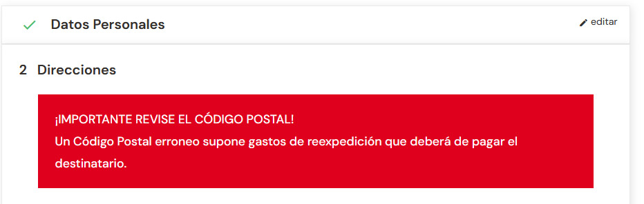 Ayuda en la compra - Revisar datos de entrega